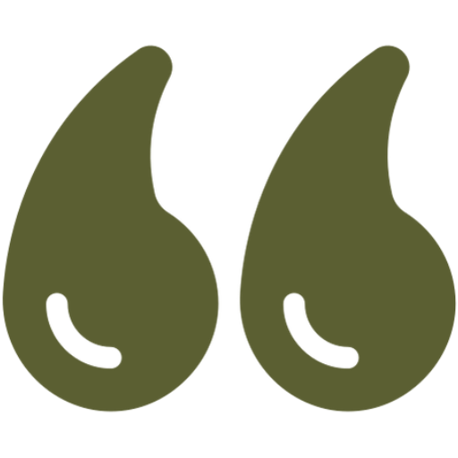 Green quotation marks on a black background.